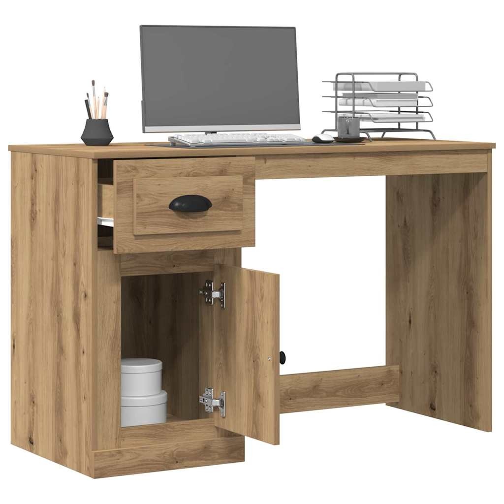 VidaXL Bureau met lade Artisan Eiken 50 x 115 x 75 cm Bewerkt hout