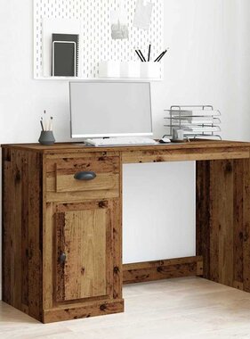 VidaXL Bureau met lade Oud Hout 50 x 115 x 75 cm Bewerkt hout