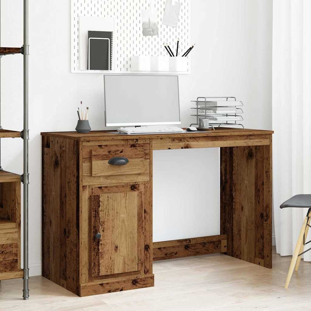 VidaXL Bureau met lade Oud Hout 50 x 115 x 75 cm Bewerkt hout