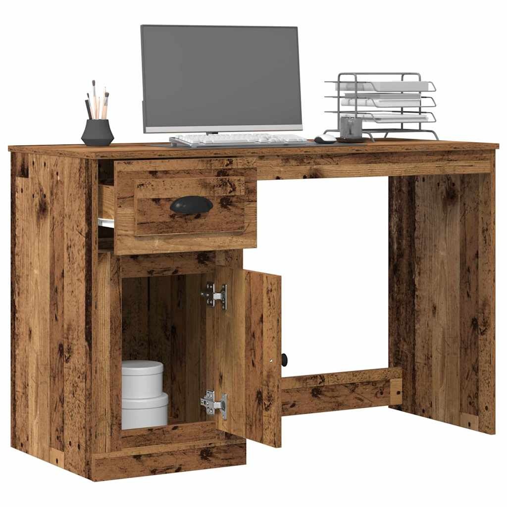 VidaXL Bureau met lade Oud Hout 50 x 115 x 75 cm Bewerkt hout