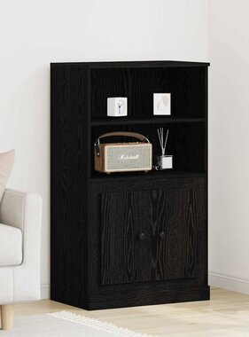 VidaXL Hoogbord Zwart Eiken 60 x 35.5 x 103.5 cm Bewerkt hout