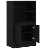 VidaXL Hoogbord Zwart Eiken 60 x 35.5 x 103.5 cm Bewerkt hout