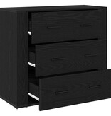 VidaXL Dressoir met lade Zwart Eiken 80 x 33 x 70 cm Bewerkt hout