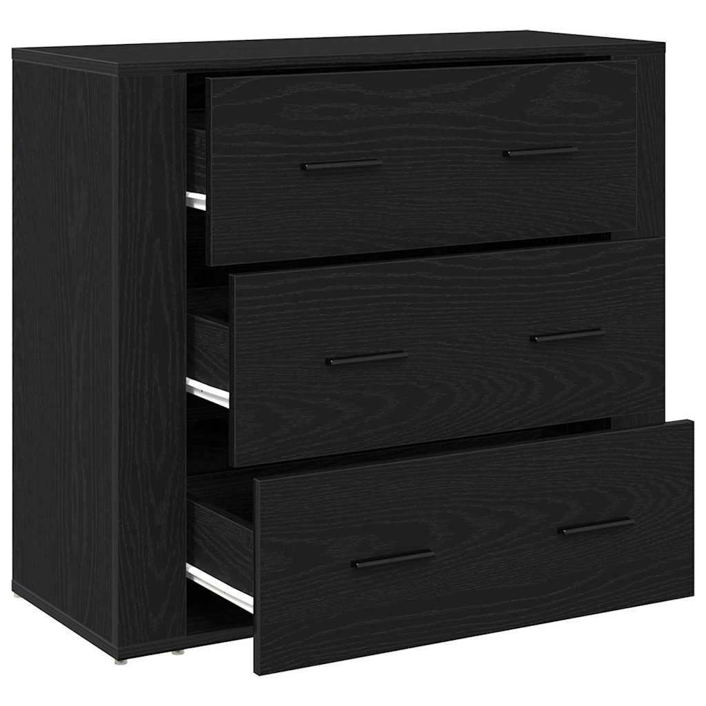 VidaXL Dressoir met lade Zwart Eiken 80 x 33 x 70 cm Bewerkt hout