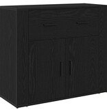 VidaXL Dressoir met lade Zwart Eiken 80 x 33 x 70 cm Bewerkt hout
