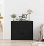 VidaXL Dressoir met lade Zwart Eiken 80 x 33 x 70 cm Bewerkt hout