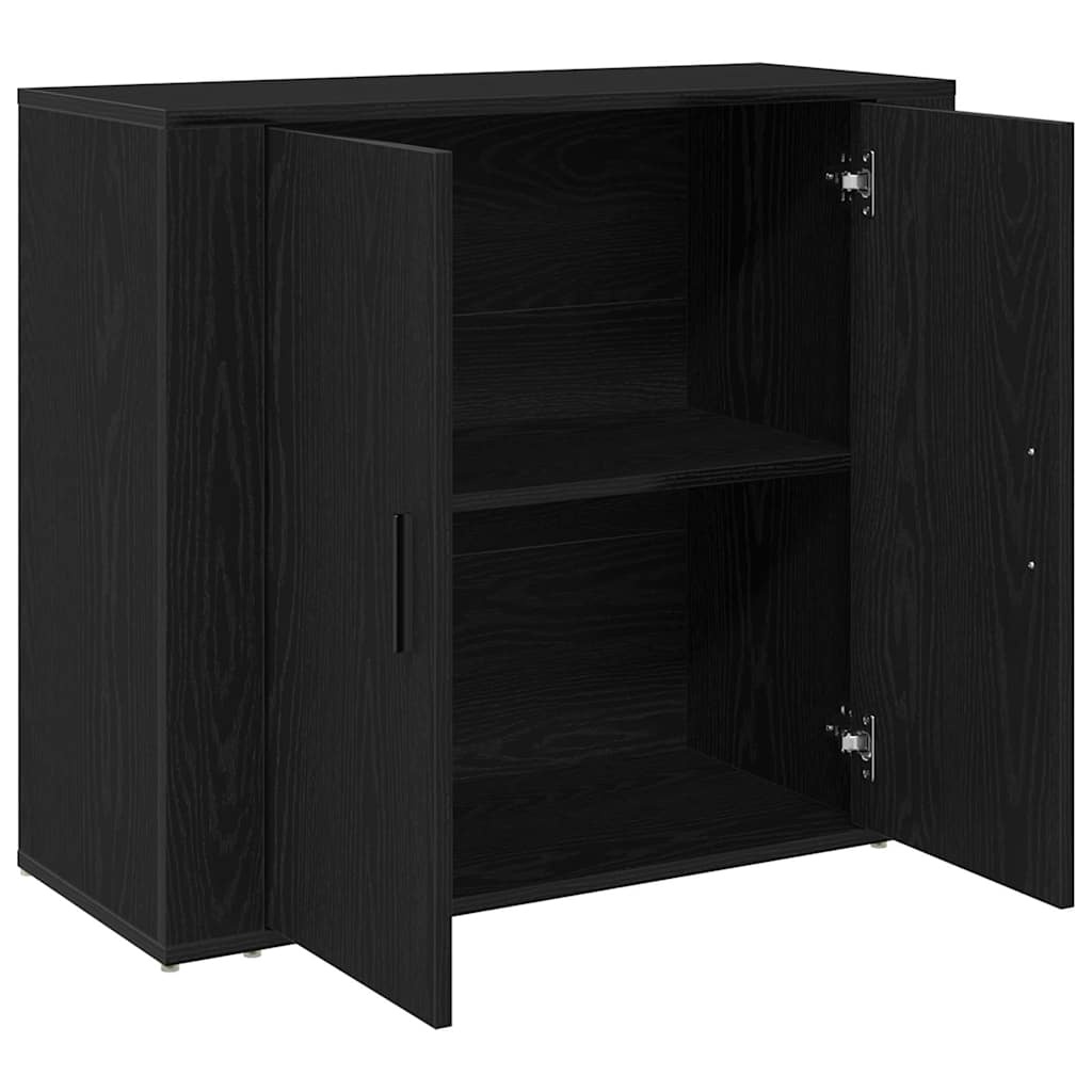 VidaXL Dressoir Zwart Eiken 80 x 33 x 70 cm Bewerkt hout