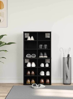 VidaXL Schoenenkast 2 pcs Zwart Eiken 52 x 30 x 50,5 cm Bewerkt hout