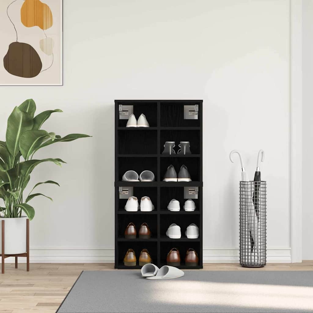 VidaXL Schoenenkast 2 pcs Zwart Eiken 52 x 30 x 50,5 cm Bewerkt hout