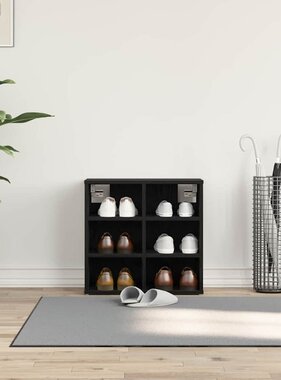 VidaXL Schoenenkast Zwart Eiken 52 x 30 x 50,5 cm Bewerkt hout