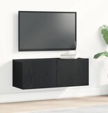 VidaXL TV-kast 2 pcs Zwart Eiken 80 x 30 x 30 cm Bewerkt hout