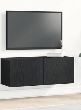 VidaXL TV-kast 2 pcs Zwart Eiken 80 x 30 x 30 cm Bewerkt hout