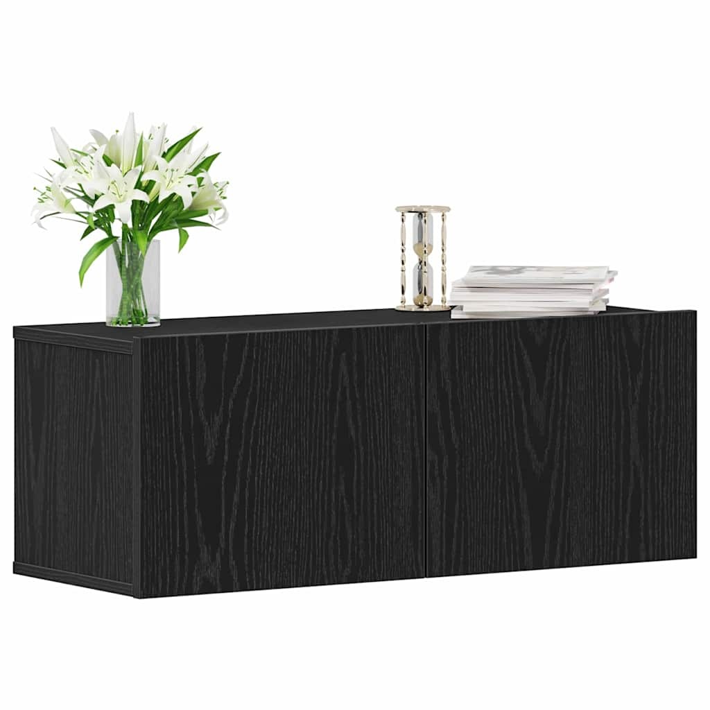 VidaXL TV-kast 2 pcs Zwart Eiken 80 x 30 x 30 cm Bewerkt hout