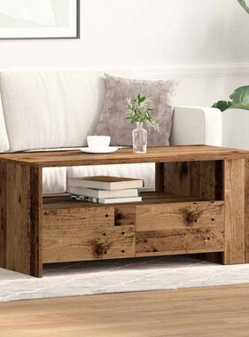 VidaXL Salontafel met lade Oud Hout 102 x 55 x 43,5 cm Bewerkt hout