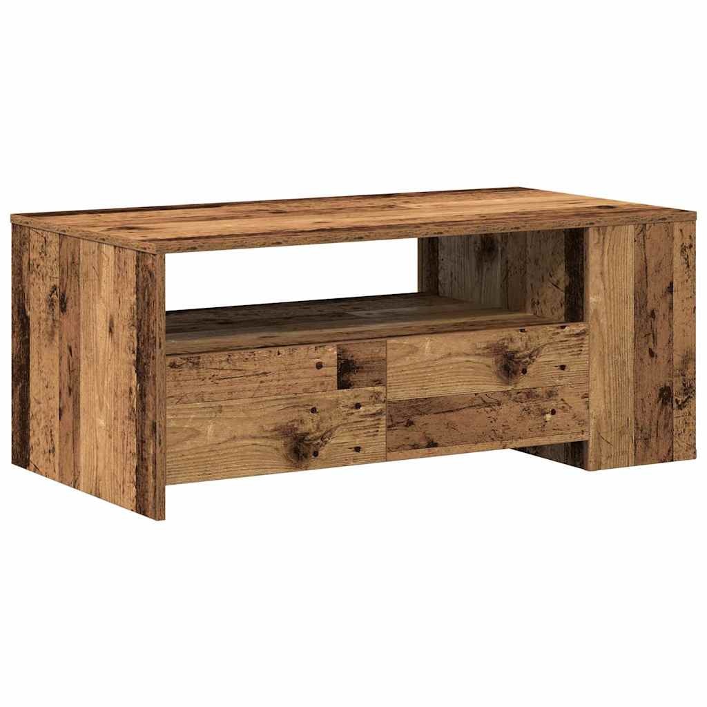 VidaXL Salontafel met lade Oud Hout 102 x 55 x 43,5 cm Bewerkt hout