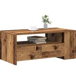 VidaXL Salontafel met lade Oud Hout 102 x 55 x 43,5 cm Bewerkt hout