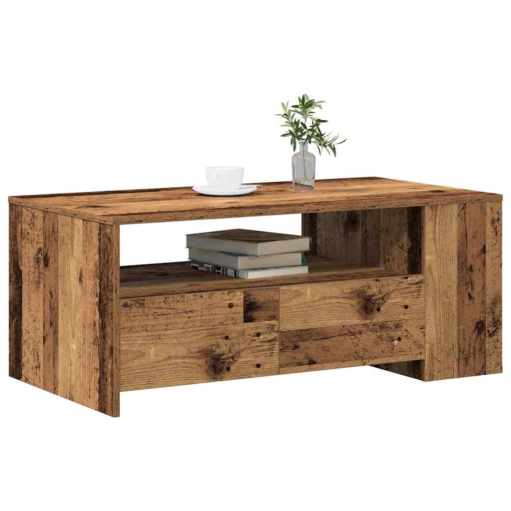 VidaXL Salontafel met lade Oud Hout 102 x 55 x 43,5 cm Bewerkt hout