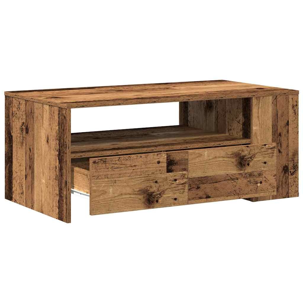 VidaXL Salontafel met lade Oud Hout 102 x 55 x 43,5 cm Bewerkt hout
