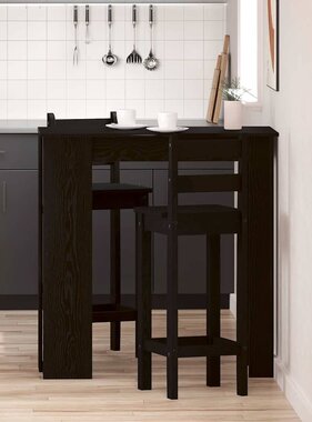 VidaXL Bartafel met plank Zwart Eiken 102 x 50 x 103,5 cm Bewerkt hout