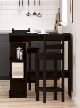 VidaXL Bartafel met plank Zwart Eiken 100 x 48 x 101,5 cm Bewerkt hout