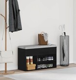 VidaXL Schoenenbank met plank Zwart Eiken 80 x 30 x 45 cm Bewerkt hout