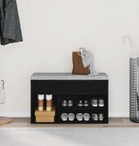 VidaXL Schoenenbank met plank Zwart Eiken 80 x 30 x 45 cm Bewerkt hout