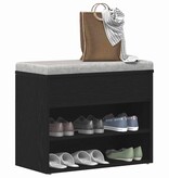 VidaXL Schoenenbank met plank Zwart Eiken 60 x 30 x 45 cm Bewerkt hout