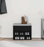 VidaXL Schoenenbank met plank Zwart Eiken 60 x 30 x 45 cm Bewerkt hout