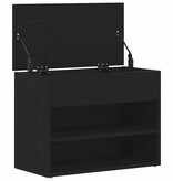 VidaXL Schoenenbank met plank Zwart Eiken 60 x 30 x 45 cm Bewerkt hout