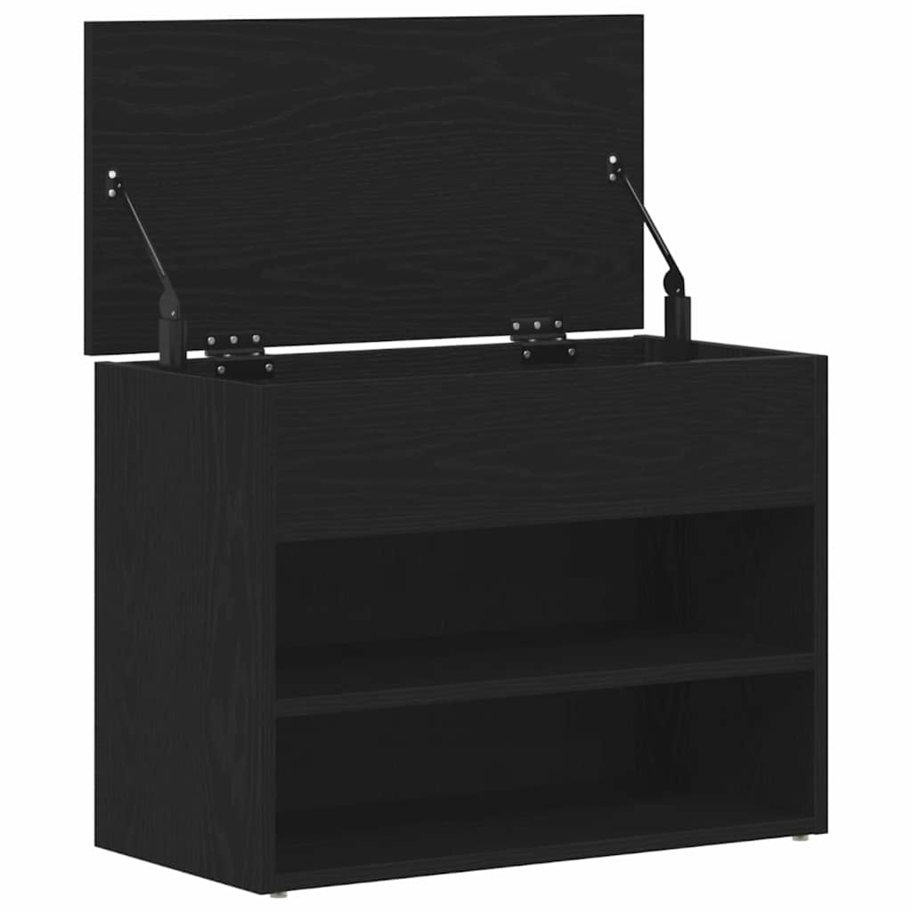 VidaXL Schoenenbank met plank Zwart Eiken 60 x 30 x 45 cm Bewerkt hout