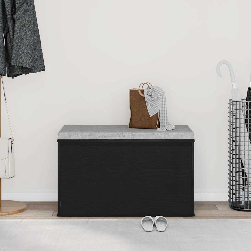 VidaXL Bank met lade met opslag Zwart 80 x 40 x 45 cm Bewerkt hout