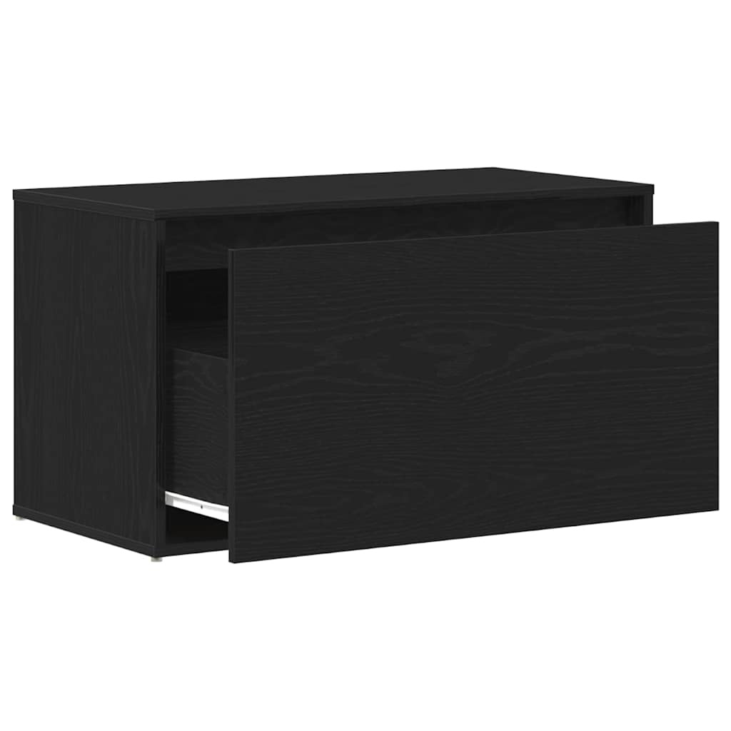 VidaXL Bank met lade met opslag Zwart 80 x 40 x 45 cm Bewerkt hout
