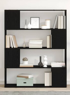 VidaXL Tv-meubelset Zwart Eiken 100 x 24 x 124,5 cm Bewerkt hout