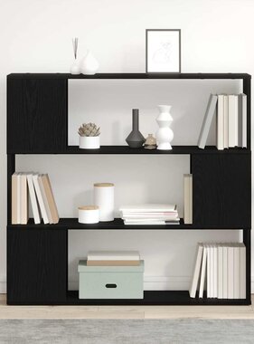 VidaXL Tv-meubelset Zwart Eiken 100 x 24 x 94 cm Bewerkt hout