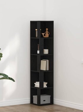VidaXL Hoekplanken Zwart Eiken 33 x 33 x 164,5 cm Bewerkt hout