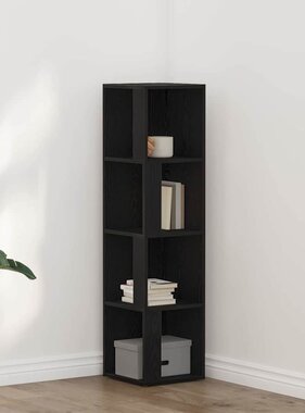 VidaXL Hoekplanken Zwart Eiken 33 x 33 x 132 cm Bewerkt hout
