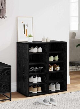 VidaXL Schoenenkast 2 pcs Zwart Eiken 32 x 35 x 70 cm Bewerkt hout