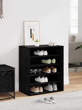 VidaXL Schoenenkast met plank Zwart Eiken 60 x 35 x 70 cm Bewerkt hout