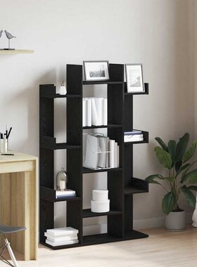 VidaXL Boekenkast Zwart Eiken 86 x 25,5 x 140 cm Bewerkt hout