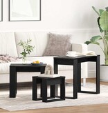 VidaXL Nesttafels 3 pcs Zwart Eiken Bewerkt hout