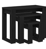 VidaXL Nesttafels 3 pcs Zwart Eiken Bewerkt hout
