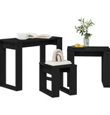 VidaXL Nesttafels 3 pcs Zwart Eiken Bewerkt hout