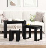 VidaXL Nesttafels 3 pcs Zwart Eiken Bewerkt hout