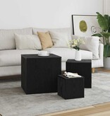 VidaXL Nesttafel 3 pcs Zwart Eiken Bewerkt hout