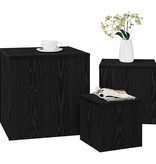 VidaXL Nesttafel 3 pcs Zwart Eiken Bewerkt hout