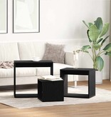 VidaXL Nesttafel 3 pcs Zwart Eiken Bewerkt hout