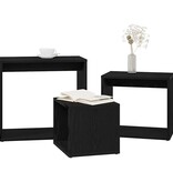 VidaXL Nesttafel 3 pcs Zwart Eiken Bewerkt hout