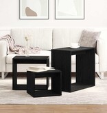 VidaXL Nesttafel 3 pcs Zwart Eiken Bewerkt hout