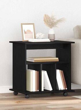 VidaXL Rolling Kast met wiel Zwart Eiken 60 x 45 x 55 cm Bewerkt hout