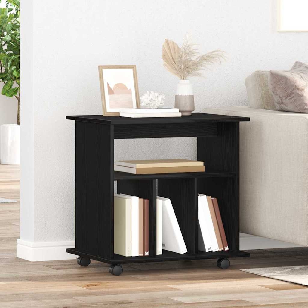 VidaXL Rolling Kast met wiel Zwart Eiken 60 x 45 x 55 cm Bewerkt hout